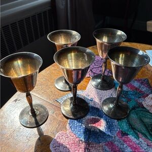 Antique Silverplate Goblet Set of 5
